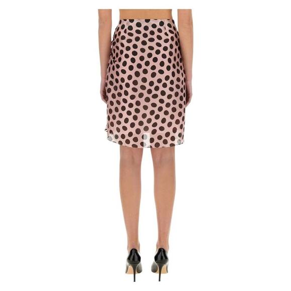 Nina Ricci Polka Dot Skirt With Asymmetric Bow in Black on Blush FR 38 US 6 - Picture 4 of 6